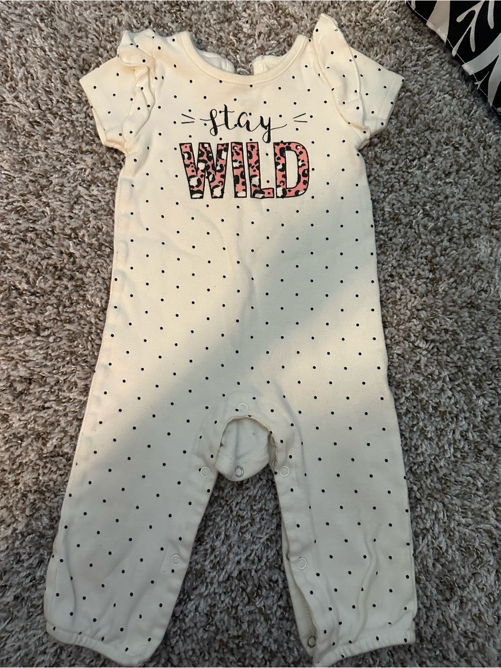 Baby Starters Cream Polka Dot Romper with Pink Leopard WILD